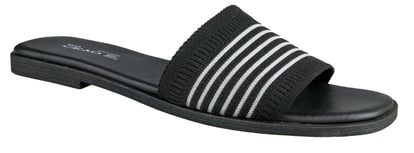 Elegante Gestreifte Synthetik Strick Damen Pantolette - Qualitatives Lederprodukt Hergestellt Von Ceyo Ortopedi̇k Sandalet Sanayi̇ Ve Ti̇caret As.. Kontakt Für B2B-Bestellungen.