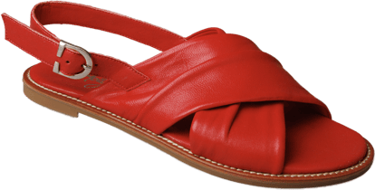 Leuchtend Rote Kreuzriemen Weiche Leder Sandale - Qualitatives Lederprodukt Hergestellt Von Nebi̇ Endi̇can Gi̇yi̇m Sanayi̇ Ve Ti̇caret Ltd. Şti̇.. Kontakt Für B2B-Bestellungen.