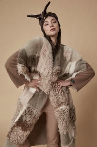 Women's Luxurious Patchwork Shearling Coat Design - Quality Leather Product Manufactured By Vlasta Kopylova Kurk Deri San. Ve Tic. A.s.. Contact For B2B Orders.