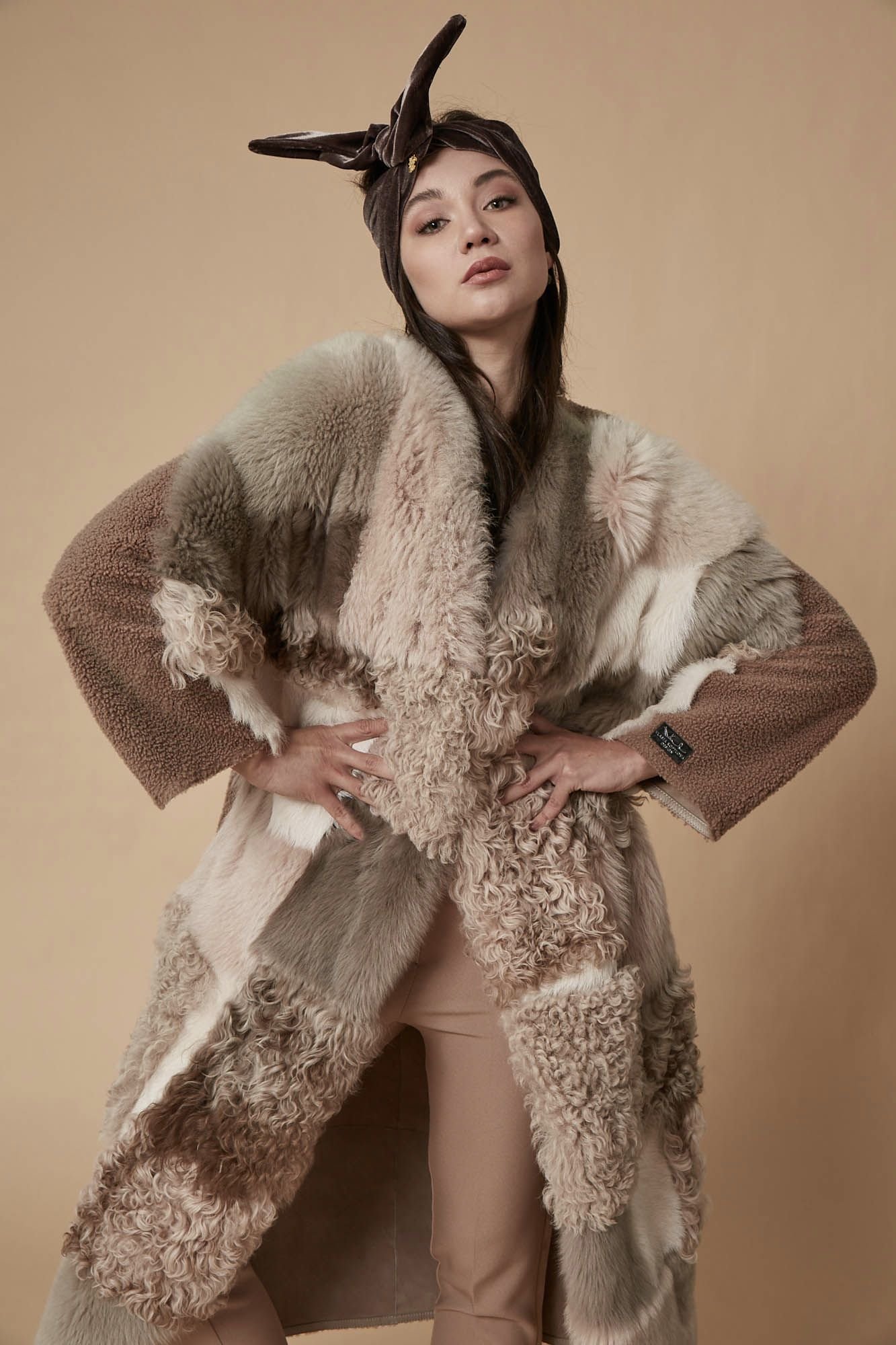 Women's Luxurious Patchwork Shearling Coat Design - Quality Leather Product Manufactured By Vlasta Kopylova Kurk Deri San. Ve Tic. A.s.. Contact For B2B Orders.