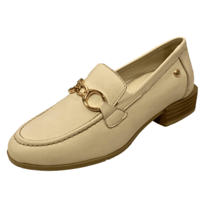 Elegant Ecru Leather Loafer With Gold Chain - Quality Leather Product Manufactured By Mammamia İç Ve Dış Ticaret A.ş.. Contact For B2B Orders.