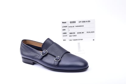 Elegant Navy Double Monk Strap Loafers - Quality Leather Product Manufactured By Akar Deri̇ Ayakkabi San. Ve Ti̇c. Ltd. Şti̇.. Contact For B2B Orders.
