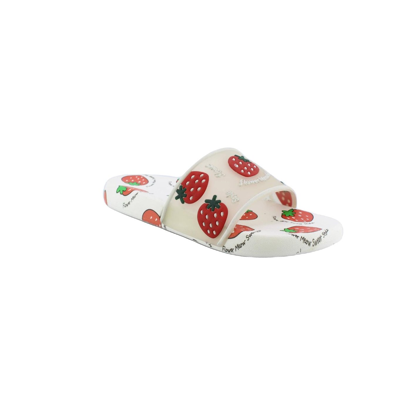 Strawberry Print Clear Upper Summer Slide Slipper - Quality Leather Product Manufactured By Gezer Ayakkabi Deri̇ San. Ve Ti̇c. A.ş.. Contact For B2B Orders.