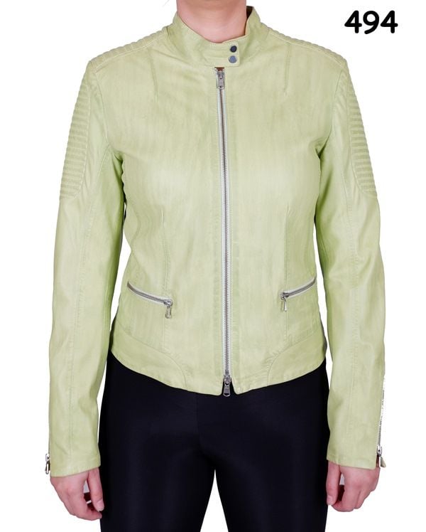 Moderne Schlanke Passform Pistazien Lederjacke - Qualitatives Lederprodukt Hergestellt Von Canbol Deri̇ San. Ve Ti̇c.ltd.şti̇.. Kontakt Für B2B-Bestellungen.