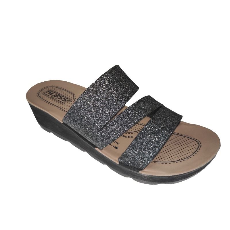 Shimmering Glitter Two Strap Wedge Slipper - Quality Leather Product Manufactured By Savrun İç Ve Diş Ti̇caret Ltd.şti̇.. Contact For B2B Orders.