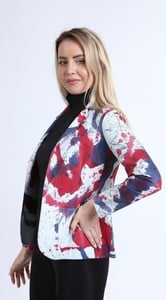 Vibrant Abstract Splatter Print Leather Blazer - Quality Leather Product Manufactured By Tess Dis Tic.ltd.sti. Contact For B2B Orders.