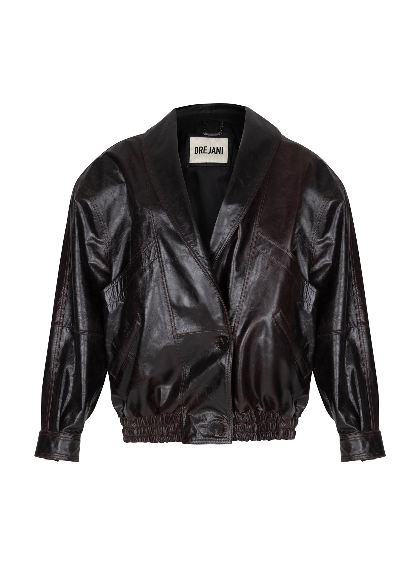 Women's Luxurious Oversized Leather Bomber Jacket - Quality Leather Product Manufactured By Drejani̇. Contact For B2B Orders.