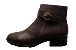 Womens Dark Brown Leather Buckle Ankle Boot