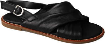 Chic Black Leather Gathered Crisscross Sandals - Quality Leather Product Manufactured By Nebi̇ Endi̇can Gi̇yi̇m Sanayi̇ Ve Ti̇caret Ltd. Şti̇.. Contact For B2B Orders.
