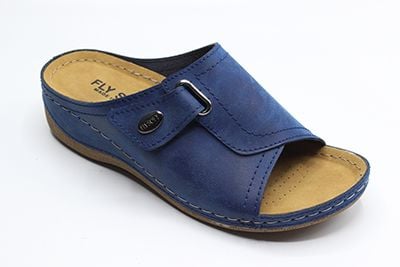 Deep Blue Nubuck Textured Women's Slipper - Quality Leather Product Manufactured By Berk Ayakkabi Ve Saraciye San Tic Ltd. Contact For B2B Orders.