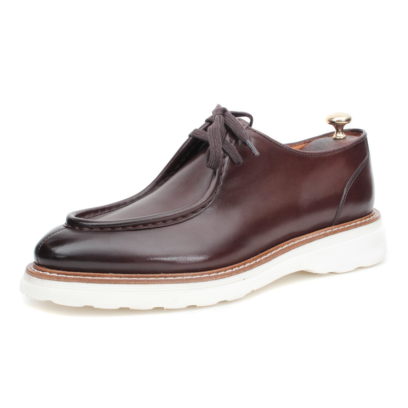 Elegant Polished Leather Moc Toe Derby Shoes For Men - Quality Leather Product Manufactured By Sette Diş Ti̇c. Ltd.şti̇.. Contact For B2B Orders.