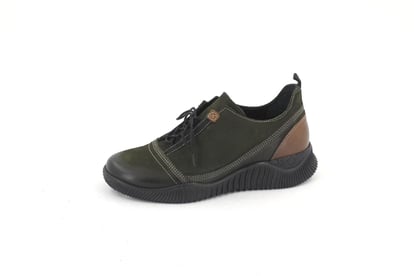Olive Green Leather Comfort Shoe Accent Stitching - Quality Leather Product Manufactured By Venüs Ayakkabicilik Ve Deri̇ Ürünleri̇ San. Ve Ti̇c. Ltd. Şti̇.. Contact For B2B Orders.