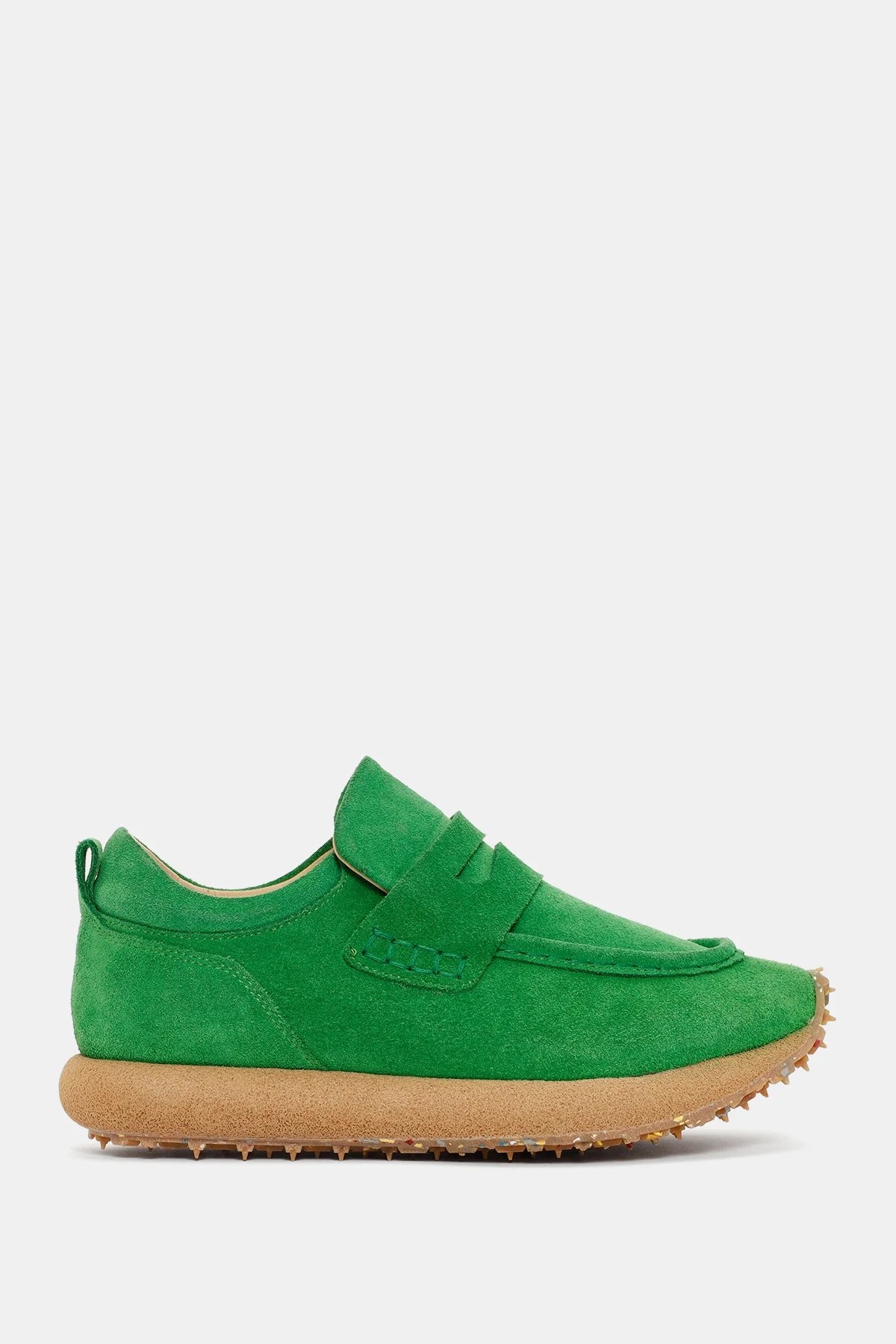 Vibrant Green Suede Leather Loafer Sneaker