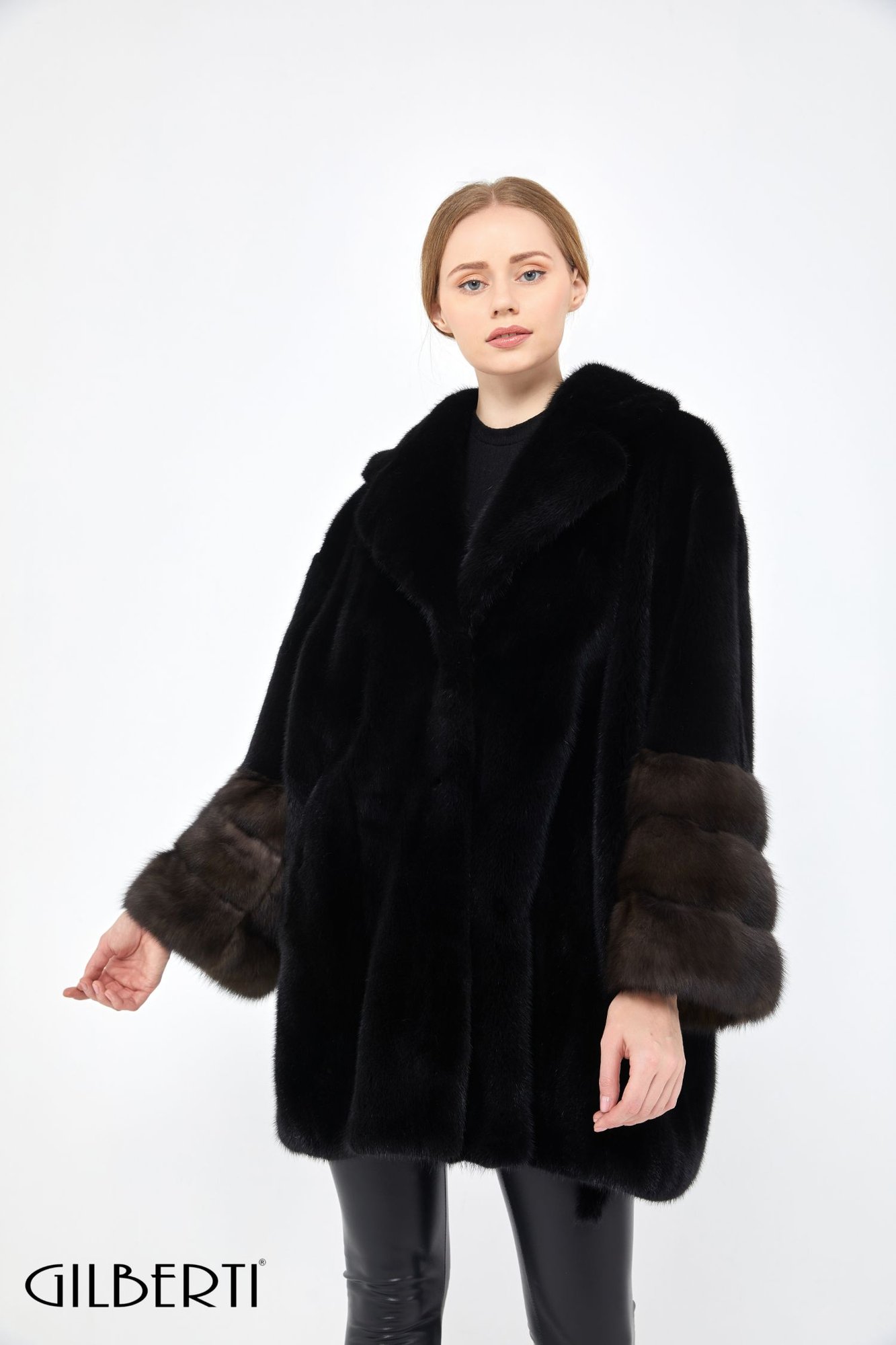 BLACK MINK JACKET WITH SABLE CUFF