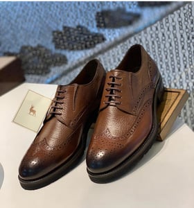 Burnished Brown Full Brogue Wingtip Derby Shoes - Quality Leather Product Manufactured By Deva Ayakkabi San Ve Tic Ltd Sti. Contact For B2B Orders.