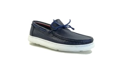 Navy Pebbled Leather Moccasin White Sole Loafer - Quality Leather Product Manufactured By Pati Ayakkabıcılık San Ve Tic Ltd Şti. Contact For B2B Orders.