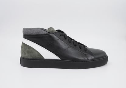 Schwarz/Grün/Weiße High-Top-Sneakers Aus Leder - Qualitatives Lederprodukt Hergestellt Von Emin Ayakkabi San. Ve Ti̇c. Ltd. Şti̇.. Kontakt Für B2B-Bestellungen.