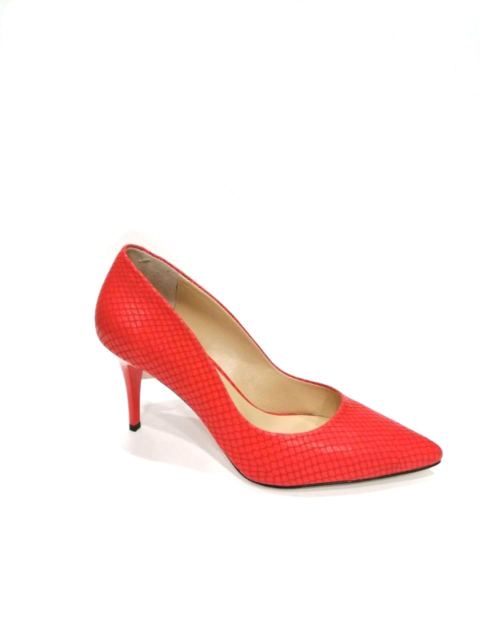 red snake leather printed shoe