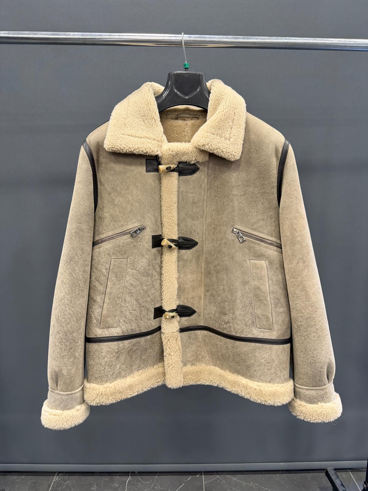 Men's Luxurious Shearling Toggle Detail Jacket - Quality Leather Product Manufactured By Next Deri̇ Sanayi̇ Ti̇caret A.ş.. Contact For B2B Orders.