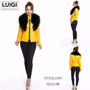 Vibrant Yellow Lambskin Womens Jacket Style - Quality Leather Product Manufactured By Luigi Leather & Fur. Contact For B2B Orders.