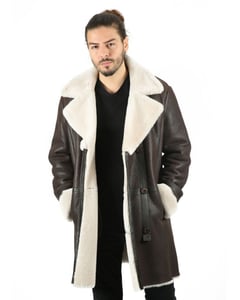 Men's Classic Double Breasted Shearling Coat - Quality Leather Product Manufactured By Baymod Deri A.ş. Contact For B2B Orders.