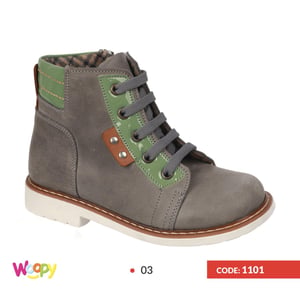 Stylish Grey Green Genuine Leather Kids Boots - Quality Leather Product Manufactured By Özdemir Ortopedik Çocuk Ayakkabıları San. Ve Tic. Ltd. Şti.. Contact For B2B Orders.