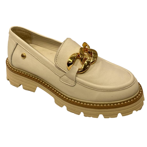 Eleganter Leder Loafer Goldketten Design