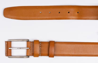 Men's Cognac Leather Belt With Antique Buckle - Quality Leather Product Manufactured By Güven Karaca Deri̇ San. Ve Ti̇c. Ltd. Şti̇.. Contact For B2B Orders.