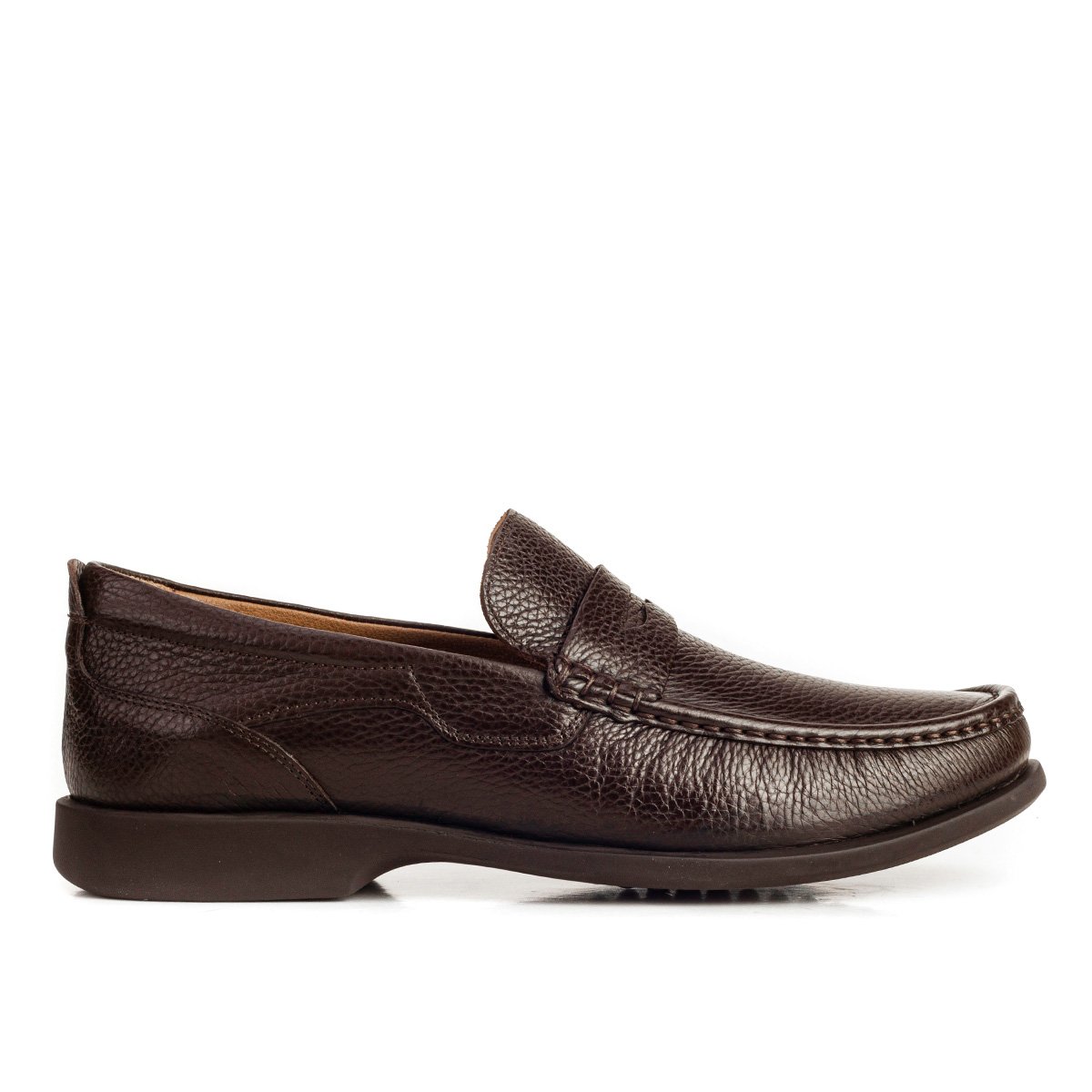 Men Black Genuine Leather Slip On Penny Loafers