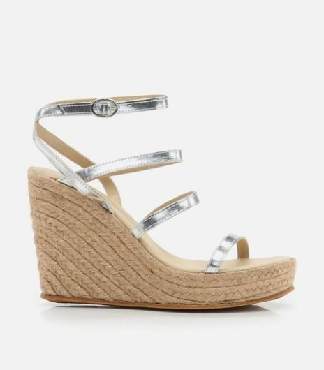 Shimmering Silver Multi Strap Wedge Espadrille - Quality Leather Product Manufactured By Karma Ayakkabıcılık San. Ve Tic Ltd Sti. Contact For B2B Orders.