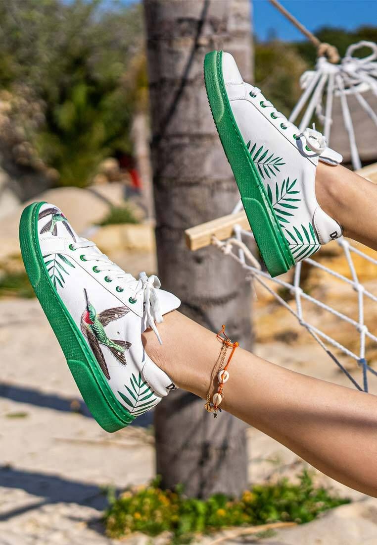 Women Vegan Leather White Sneakers - Soar the Sky Design