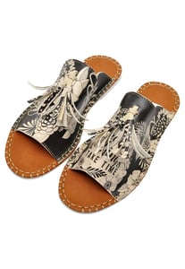 Artistic Floral Tassel Embellished Summer Slides - Quality Leather Product Manufactured By Dogo Tasarım Sanayi Ve Ticaret A.ş.. Contact For B2B Orders.