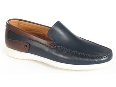 Navy Brown Two Tone Leather Moccasin Loafer - Quality Leather Product Manufactured By Ersi̇n Ayakkabi San Ti̇c Ltd Şti̇. Contact For B2B Orders.