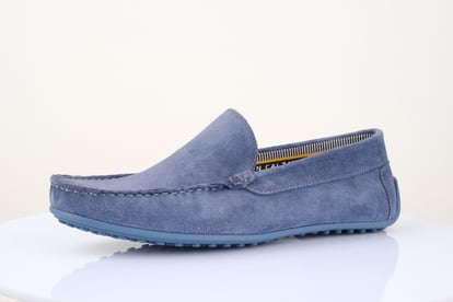 Mens Dusty Blue Suede Driving Moccasins - Quality Leather Product Manufactured By Bafaş Bursa Ayakkabi Fabri̇kasi A.ş.. Contact For B2B Orders.