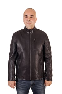 Herren Elegante Stehkragen Lammlederjacke Dunkelbraun - Qualitatives Lederprodukt Hergestellt Von Derma Deri̇ Ti̇c. Ve San. Ltd. Şti̇.. Kontakt Für B2B-Bestellungen.