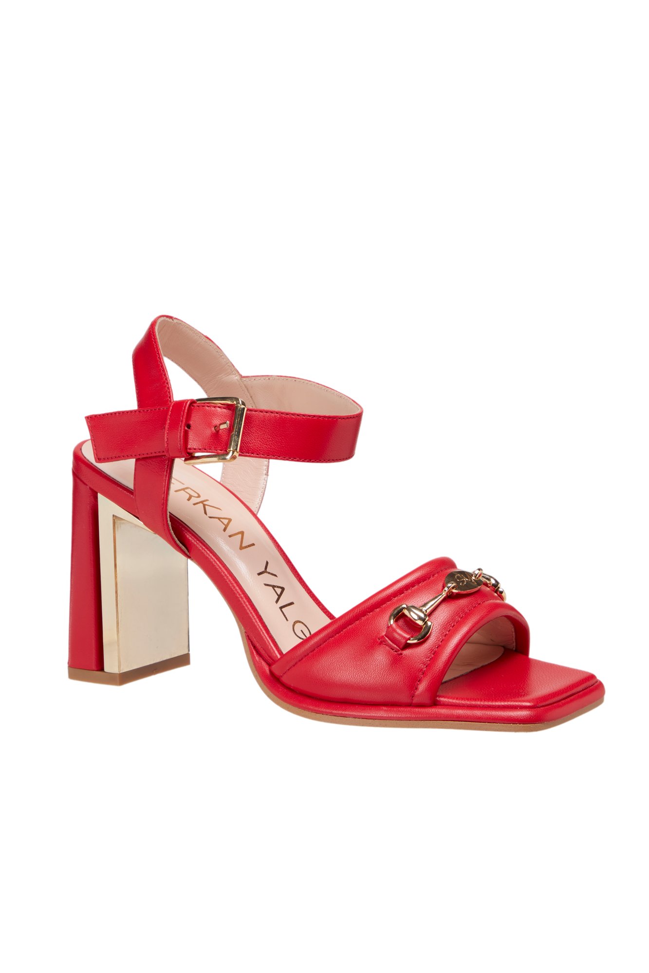 Luxurious Red Leather Block Heel Designer Sandals - Quality Leather Product Manufactured By Serkan Yalgi Ayakkabi San.ve Diş.ti̇c.ltd.şti̇. Contact For B2B Orders.