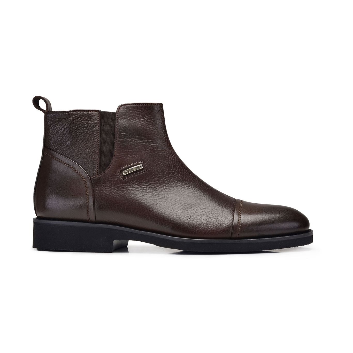 Elegant Dark Brown Leather Cap Toe Boots