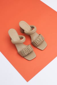 Elegant Ruched Leather Block Heel Sandal - Quality Leather Product Manufactured By Derimer Deri San. Ve Tic. Ltd. Şti.. Contact For B2B Orders.