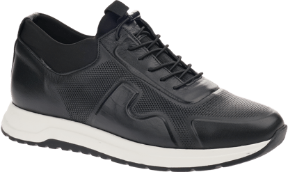 Black Leather Perforated Modern Mens Sneaker - Quality Leather Product Manufactured By Sürerler Ayakkabi Sanayi̇ Ve Ti̇caret Ltd.şti̇. Contact For B2B Orders.