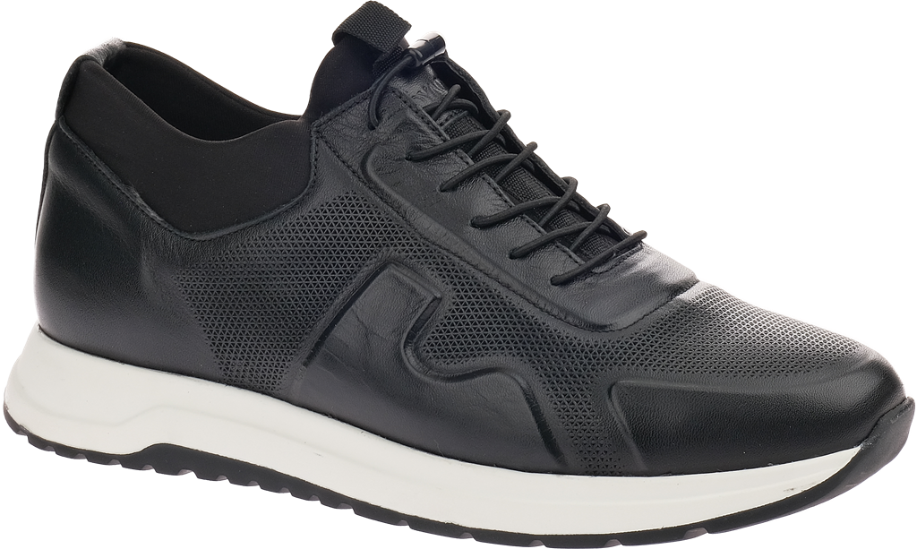 Черные Кожаные Перфорированные Мужские Сникеры