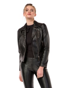 Chic Asymmetrical Black Lambskin Leather Women's Jacket - Quality Leather Product Manufactured By Greyder Deri̇ San Ve Ti̇c Ltd. Contact For B2B Orders.