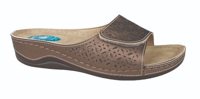 Women's Metallic Bronze Perforated Leaf Slipper - Quality Leather Product Manufactured By Ceyo Ortopedi̇k Sandalet Sanayi̇ Ve Ti̇caret As.. Contact For B2B Orders.