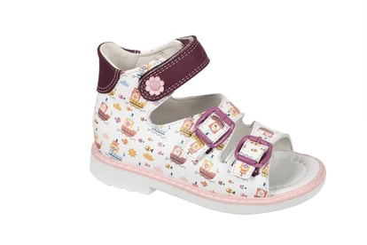 Playful Marine Print Leather Kids Sandals With Flower - Quality Leather Product Manufactured By Özdemir Ortopedik Çocuk Ayakkabıları San. Ve Tic. Ltd. Şti.. Contact For B2B Orders.