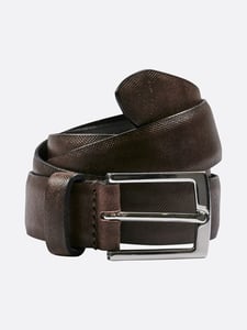 Elegant Dark Brown Saffiano Textured Men Belt - Quality Leather Product Manufactured By Uysal Deri. Contact For B2B Orders.