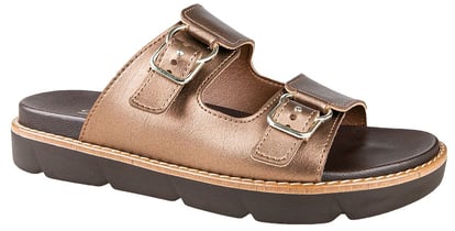 Metallic Bronze Buckle Slipper Elegant Summer Wear - Quality Leather Product Manufactured By Ceyo Ortopedi̇k Sandalet Sanayi̇ Ve Ti̇caret As.. Contact For B2B Orders.