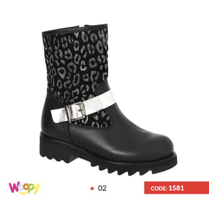 Kinder Schwarze Glitzer Leoparden Lederstiefel Silberschnalle - Qualitatives Lederprodukt Hergestellt Von Özdemir Ortopedik Çocuk Ayakkabıları San. Ve Tic. Ltd. Şti.. Kontakt Für B2B-Bestellungen.