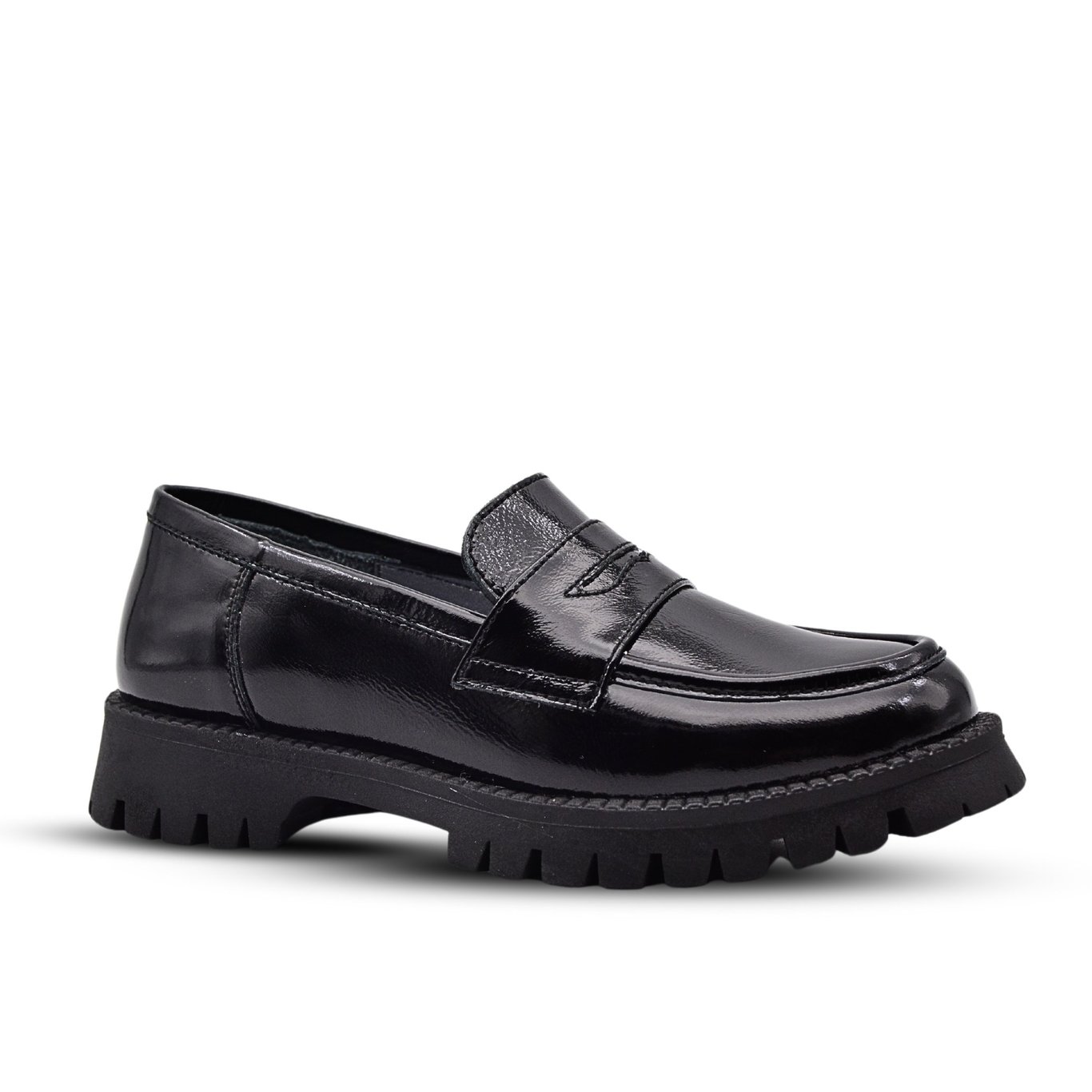 Глянцевые Черные Лакированные Детские Классические Лоферы - Качественный Кожаный Продукт Производства Nubebe. Обращайтесь Для B2B Заказов.