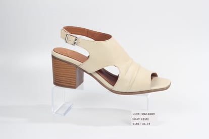 Elegant Pleated Genuine Leather Block Heel Sandal - Quality Leather Product Manufactured By Abk Ayakkabi Tekstil San Ve Dis Tic Ltd Sti. Contact For B2B Orders.