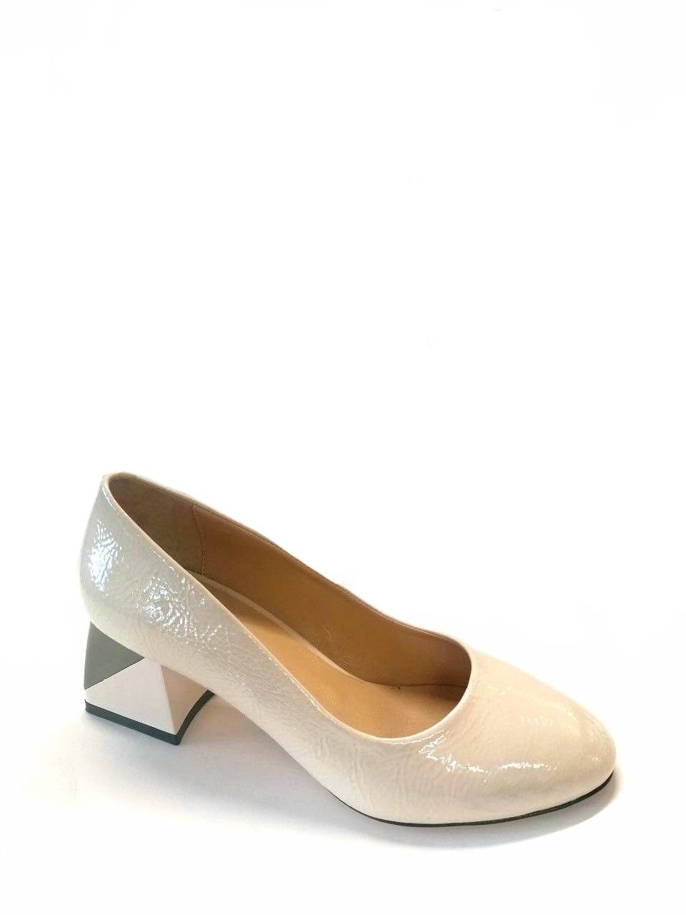 beige patent shoes with imported heel