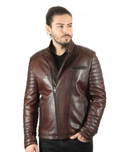 Modern Asymmetrical Brown Lambskin Jacket - Quality Leather Product Manufactured By Baymod Deri A.ş. Contact For B2B Orders.